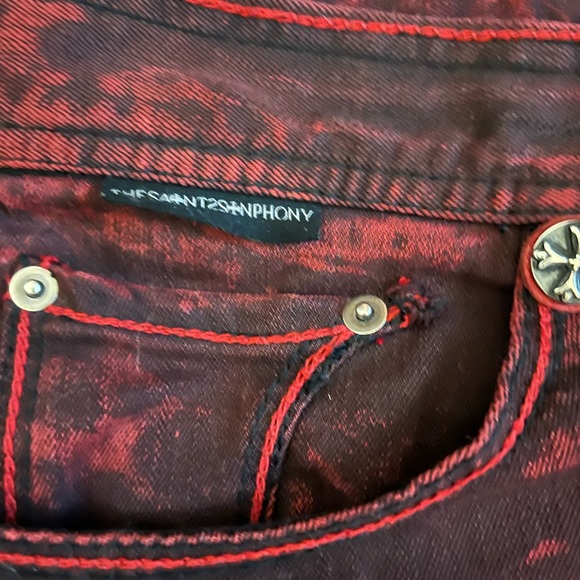 TheSaintsSinphony OOAK Distressed Studded Studded Moto Denim Shorts - Picture 4 of 11